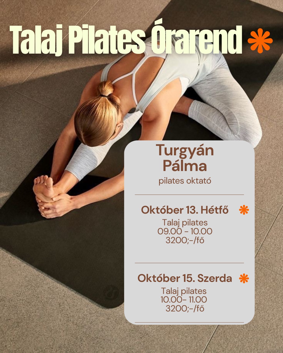 Talaj pilates órarend